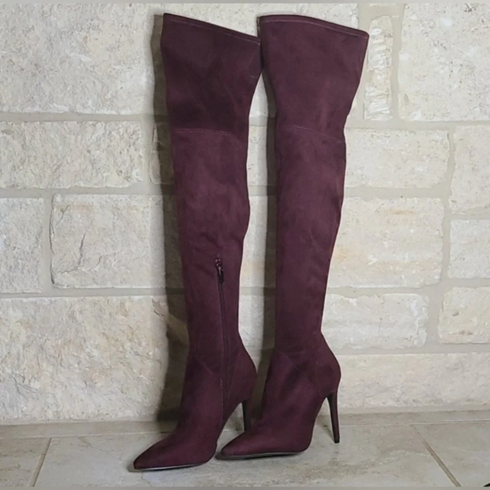 Kendall + Kylie “Kayla” Thigh-High Suede Boots – Size 9, Burgundy or Black (NWT)